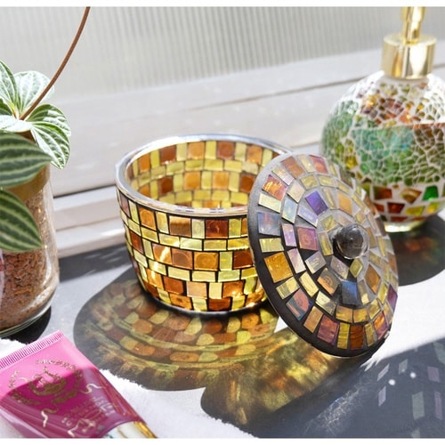 小物入れ 洗面所 モザイク イエロー×2