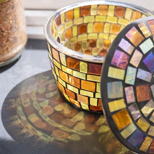 小物入れ 洗面所 モザイク イエロー×2