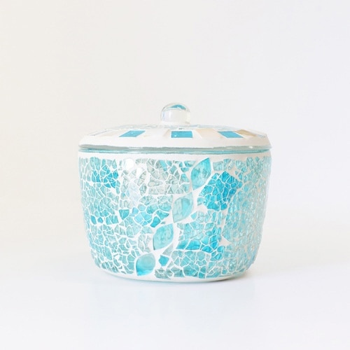 小物入れ 洗面所 モザイク ターコイズ×2