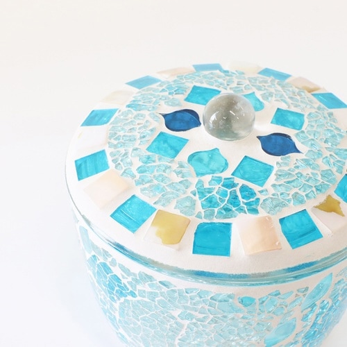 小物入れ 洗面所 モザイク ターコイズ×2