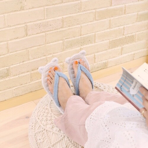 スリッパ コットンサンダル アニマル シロクマ