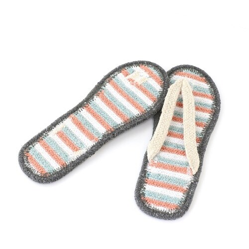 スリッパ コットンサンダル ボーダーピンク(S)