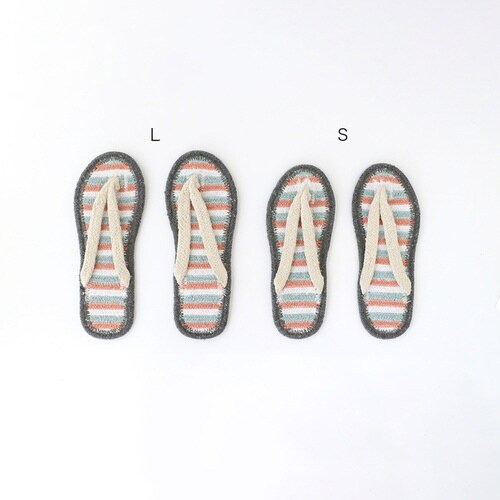 スリッパ コットンサンダル ボーダーピンク(L)