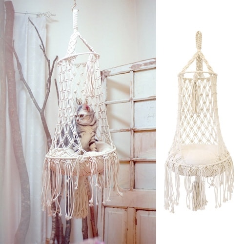 ハンモック マクラメ編み キャットハンギングベッド