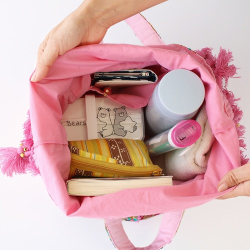 トートバッグ カンバディアパッチ 巾着 ピンク