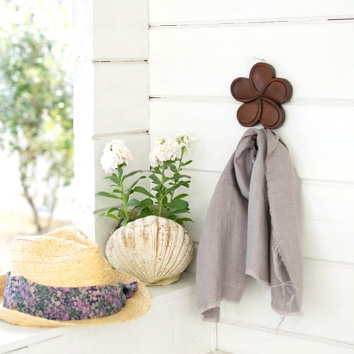 フック カービングフック 木製 モンステラ