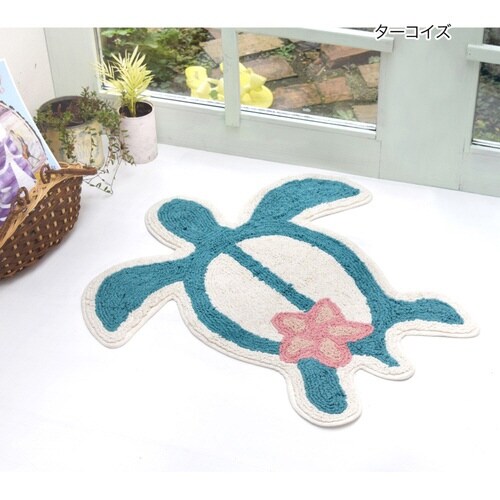 玄関マット 62×65cm 室内 ターコイズ