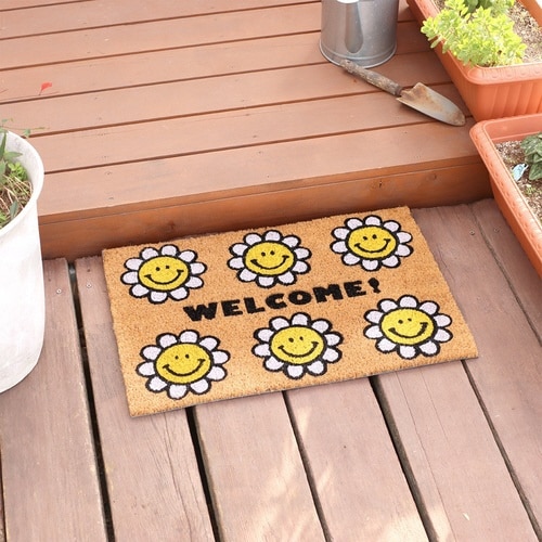 玄関マット コイヤーマット フラワースマイル