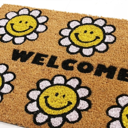 玄関マット コイヤーマット フラワースマイル