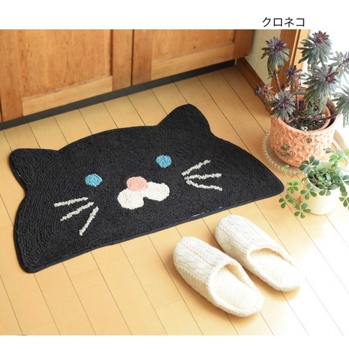 玄関マット35×70cm室内半円形クロネコ×2
