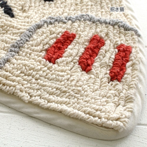 玄関マット 35×70cm 室内 半円形 招き猫