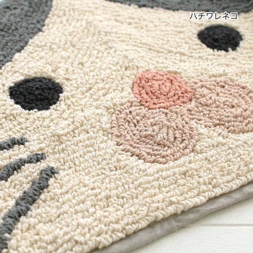 玄関マット 35×70cm 室内 半円形 ハチワレ