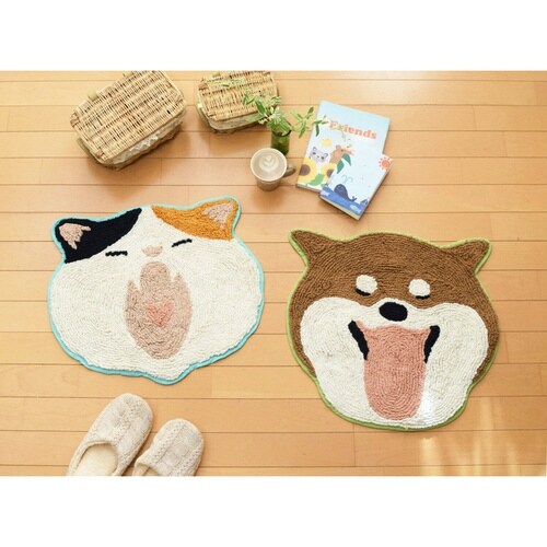 玄関マット 45×51cm 室内 動物 ミケネコ