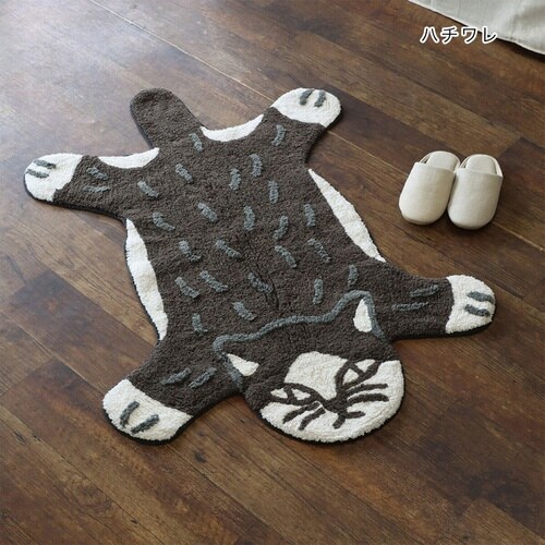 玄関マット 83×125cm 室内 ハチワレ