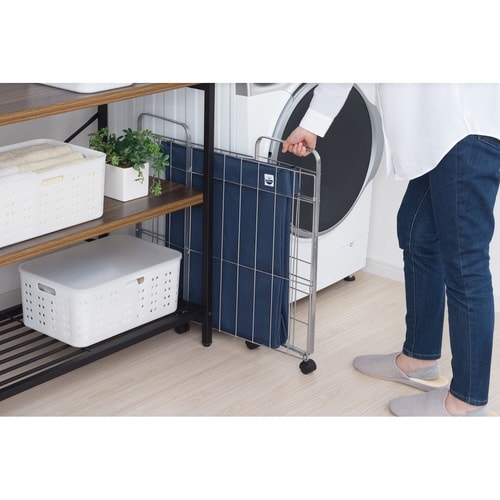 ランドリーバスケット 折りたたみ ネイビー