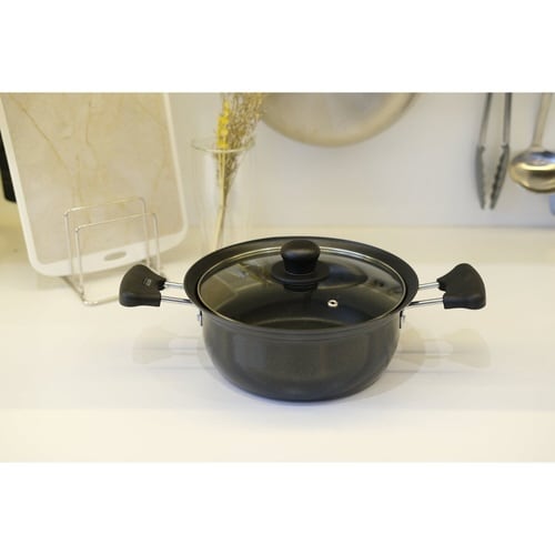 両手鍋 20cm IH対応 ガラス蓋付き