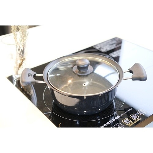 両手鍋 20cm IH対応 ガラス蓋付き