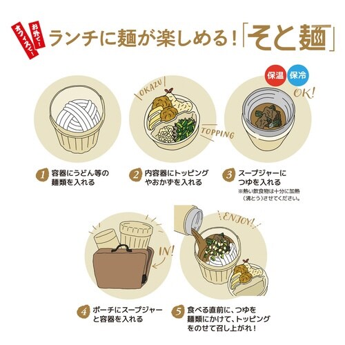 保温弁当箱 サーモス ヌードルコンテナー ベージュ
