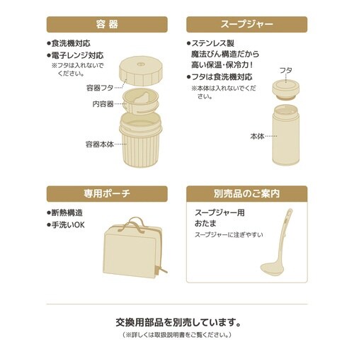 保温弁当箱 サーモス ヌードルコンテナー ベージュ