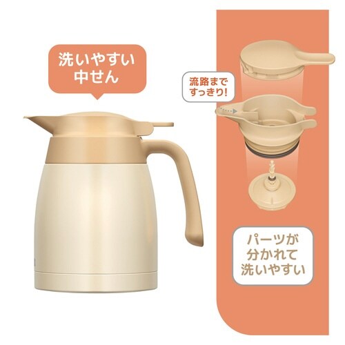 サーモス ポット 1L 保温 クリームホワイト