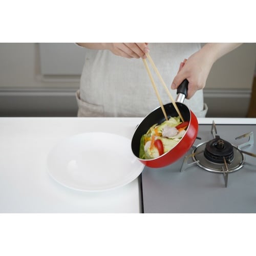 フライパン 16cm ガス火専用 レッド×2