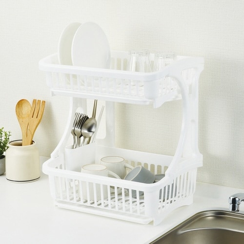 水切りラック スキット 2段式水切りバスケット×2