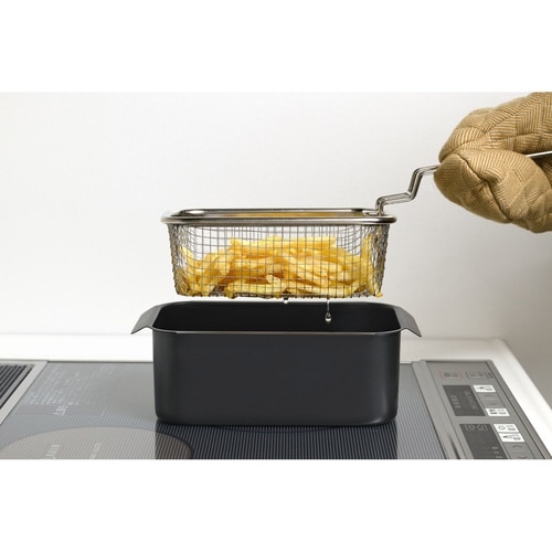 揚げ物ざる 角型 片手 ポコフリット×2