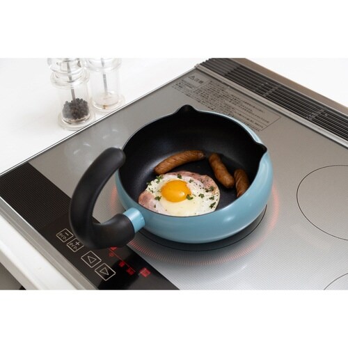 いため鍋20cmねこ型しっぽ型持ち手ブルー×2