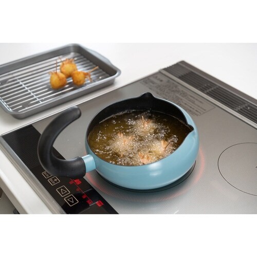 いため鍋20cmねこ型しっぽ型持ち手ブルー×2