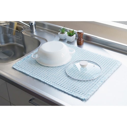 水切りマット ふわさら吸水水切りマット ブルー