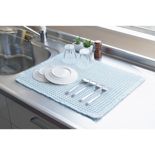 水切りマット ふわさら吸水水切りマット ブルー
