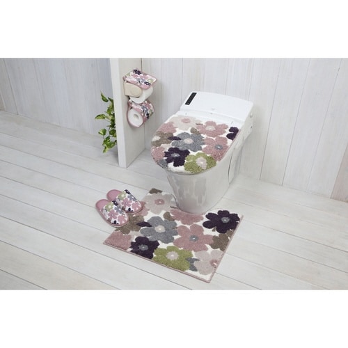 トイレマット フルール 55×60cm ピンク×2