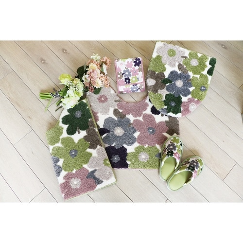 トイレマット フルール 55×60cm ピンク×2