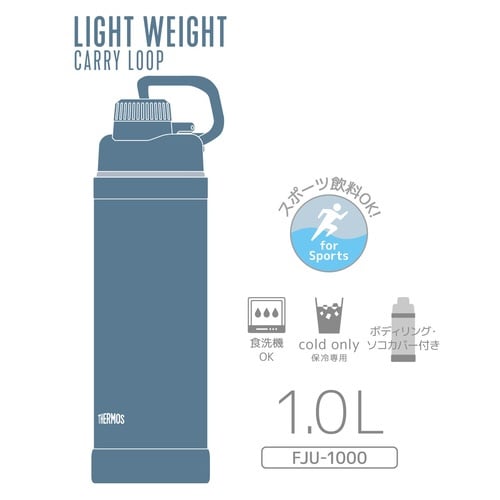 サーモス 水筒 1L アッシュブルー