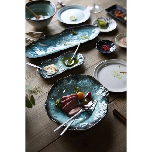 長角皿35cm長角プレートKANADE青×2