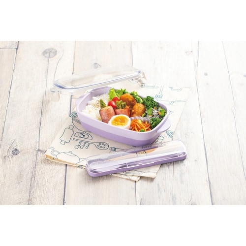 お弁当箱 抗菌 1段 2点ロック MIN パープル