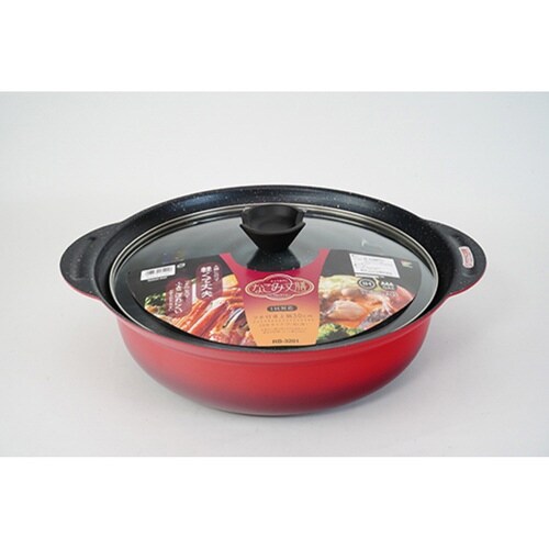 卓上鍋 30cm IH対応 ガラス蓋付き フチ付き