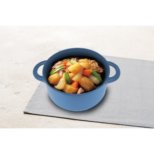 電子レンジ調理器 ザル付き レシピ付き ブルー