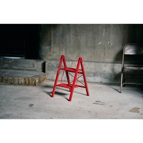 脚立 アルミ製 踏み台 スリム 2段 レッド