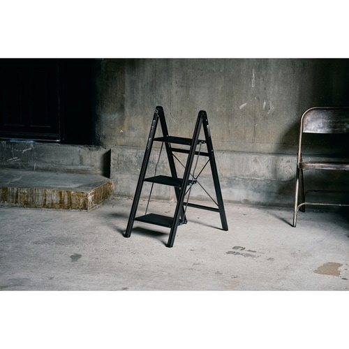 脚立 アルミ製 踏み台 スリム 3段 ブラック