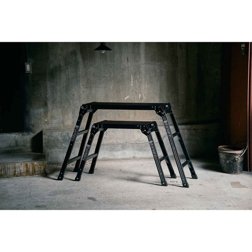 脚立 アルミ製 作業台 3段 ガレージ ブラック