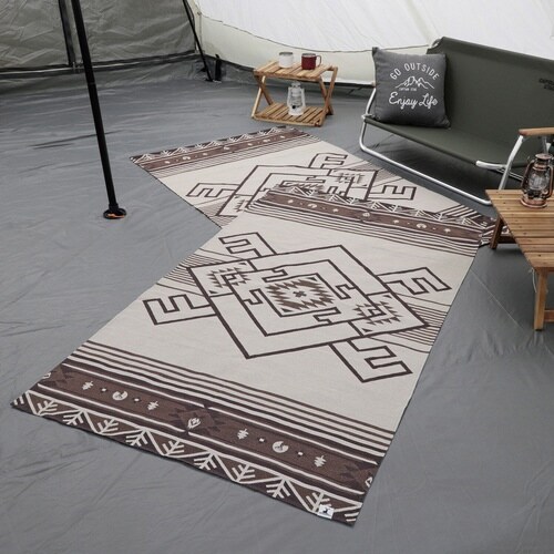 レジャーシート インドシグネチャーラグ ブラウン