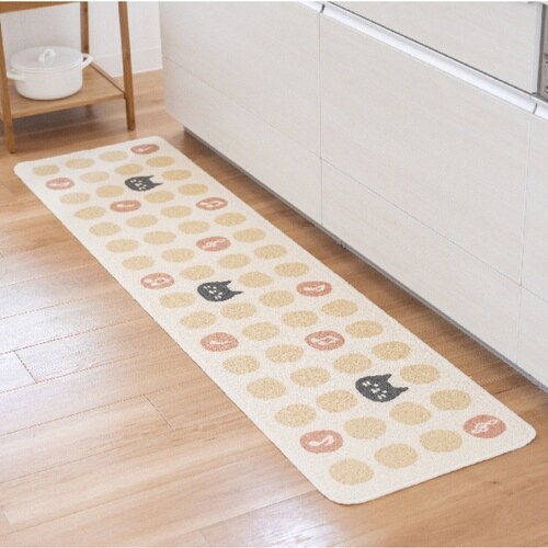 キッチンマット 総柄 45x180cm ネコ ネコ