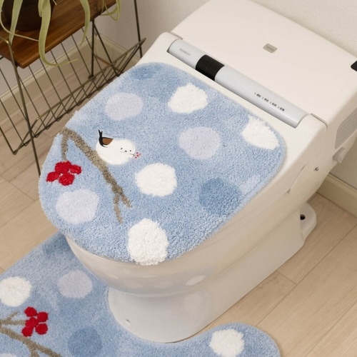 蓋カバートイレシマエナガちゃん兼用ブルー×2