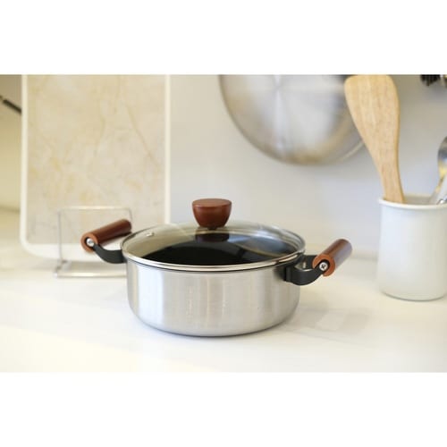 両手鍋 20cm IH対応 ガラス蓋付き