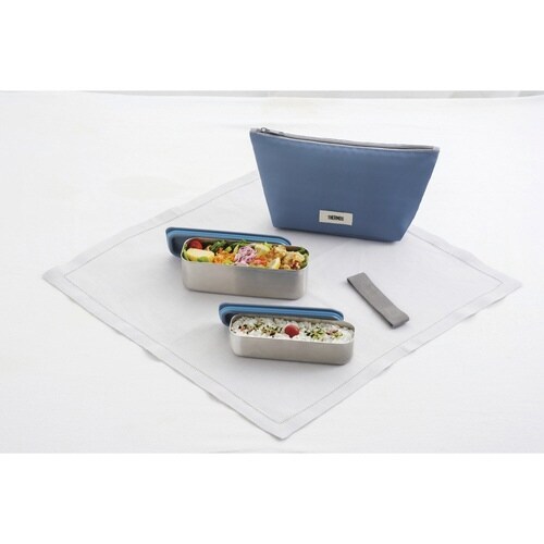 サーモス 弁当箱 2段 635ml グレーネイビー