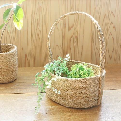 かご ハンドルバスケット ナチュラルシーグラス