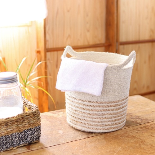 かご コニカルジュートバスケット ホワイト