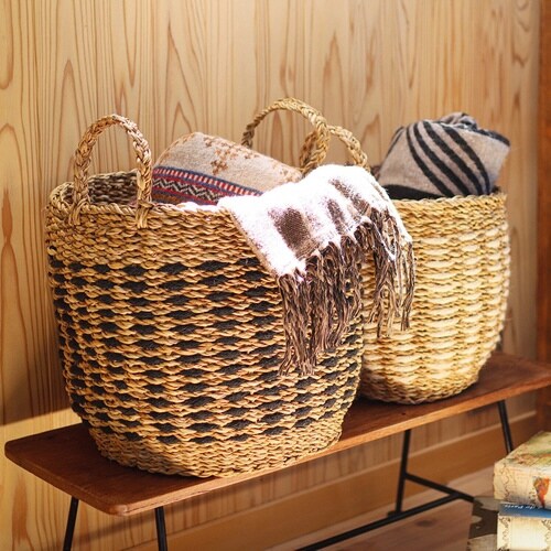 かごバッグ Uシェイプバスケット M L 2個組