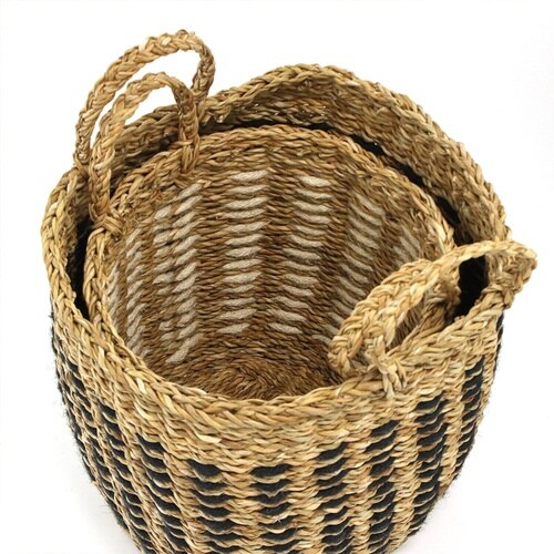 かごバッグ Uシェイプバスケット M L 2個組